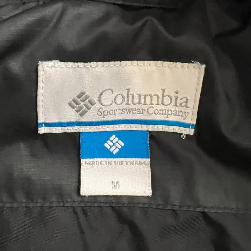 Columbia Puffer Jacket Womens Medium Black Hooded Long Down Coat **